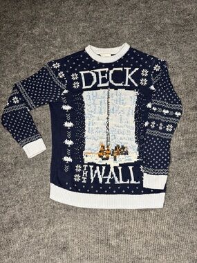 Game of Thrones Deck The Wall Navy Graphic Holiday Sweater - Unbranded